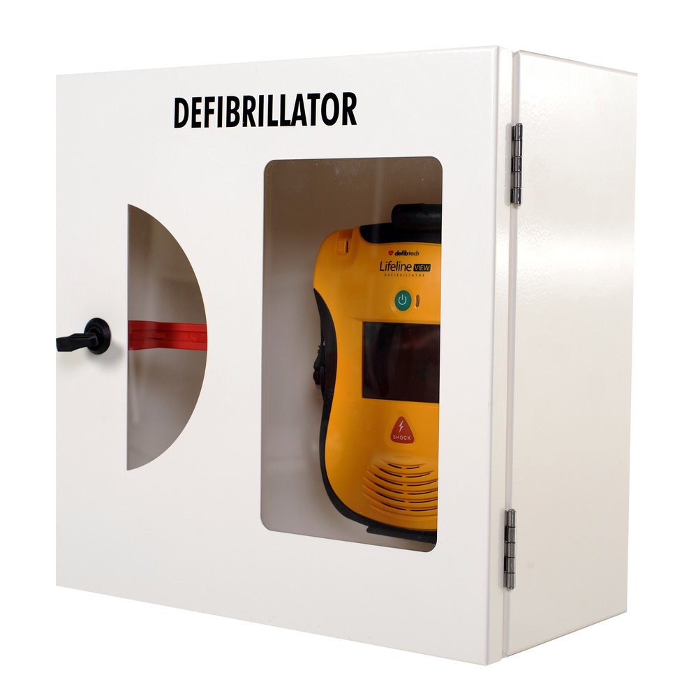defibtech Defibrillatoren-Schrank mit Einschlagscheibe und akustischem Alarm, reinweiss