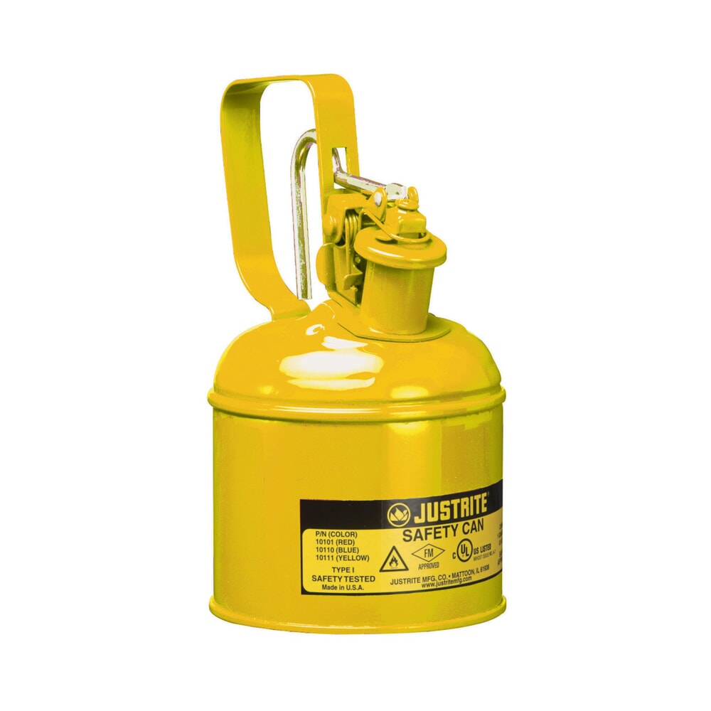 Justrite® Sicherheitsbehälter Typ I, Auslösegriff, gelb, 1 Liter