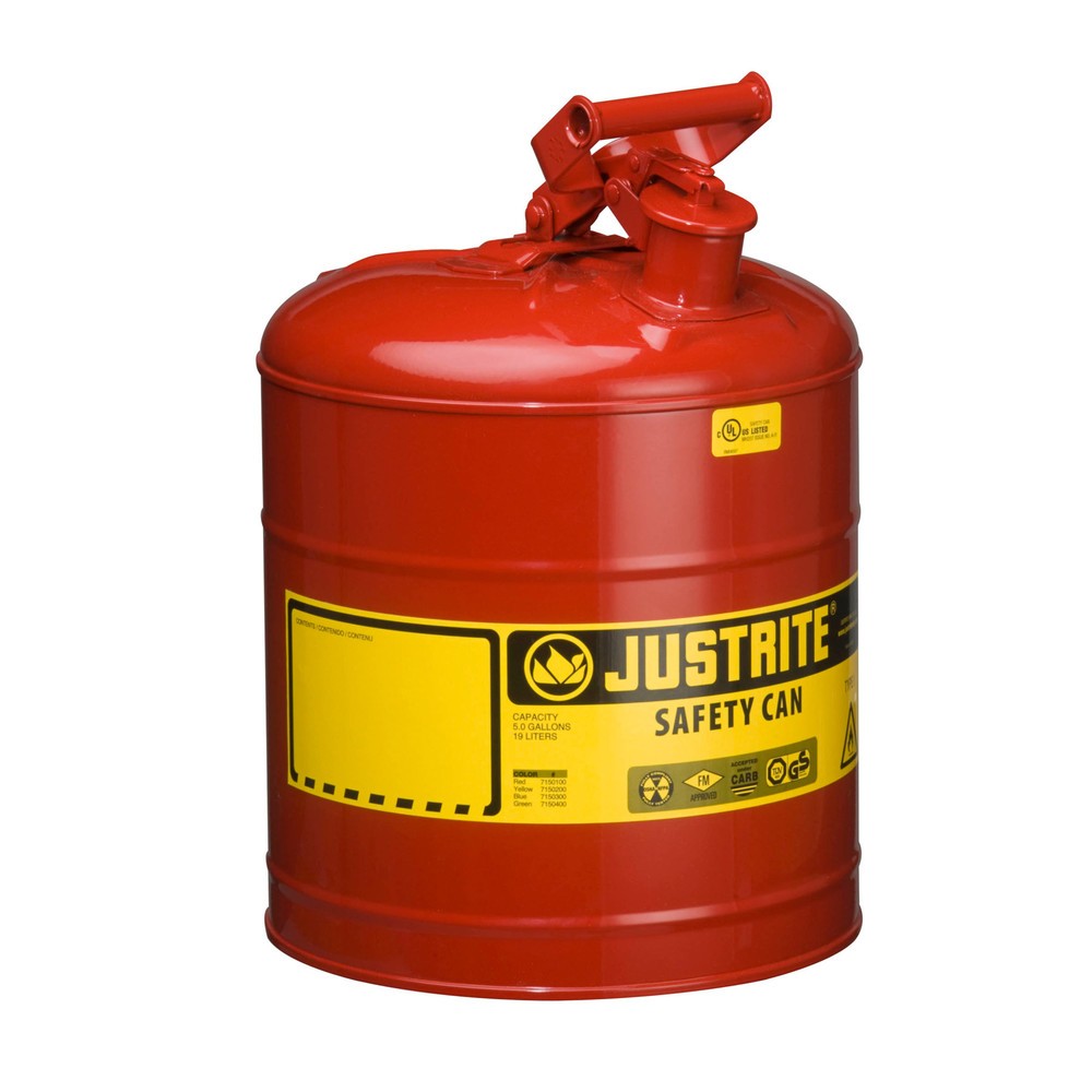 Justrite® Sicherheitsbehälter Typ I, Schwinggriff, rot, 19 Liter