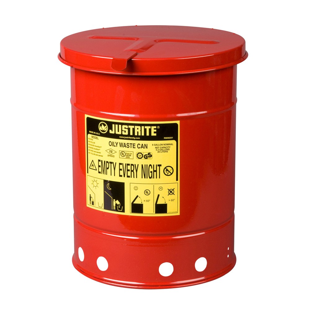 Justrite® Werkbank-Sammelbehälter, manuell, rot, 20 Liter