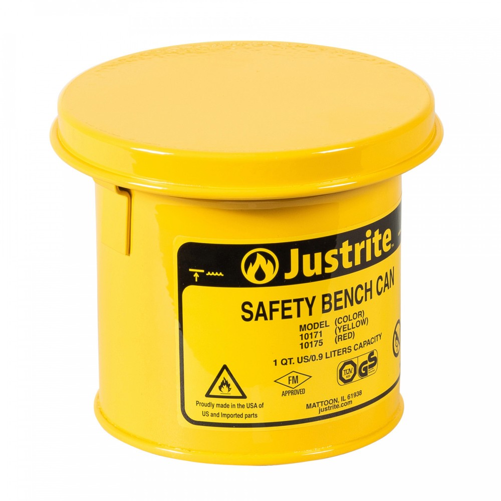 Justrite® Tränkbehälter mit Klappdeckel, gelb, 1 Liter