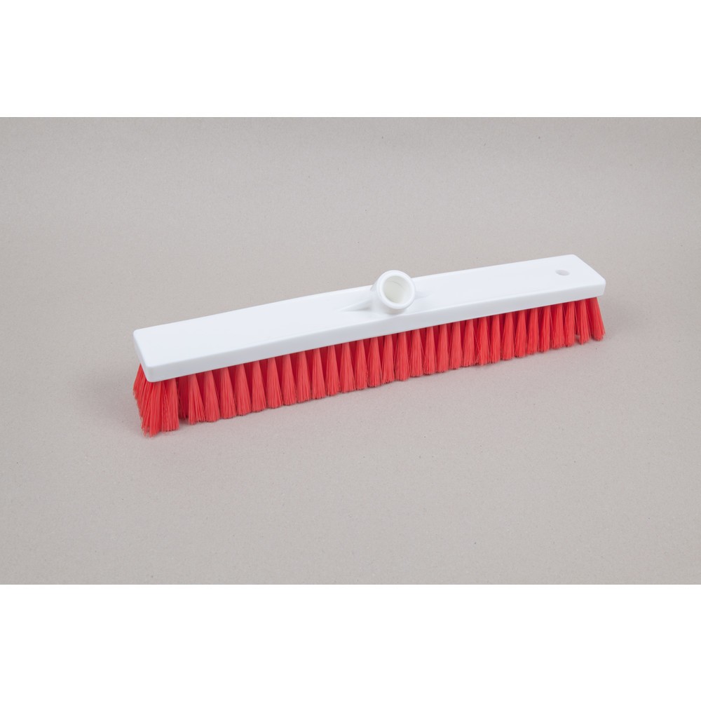 Hygiene-Saalbesen, Kunststoff, dt. Gewinde, Polyesterborsten 0.25, weich, 450 mm, rot