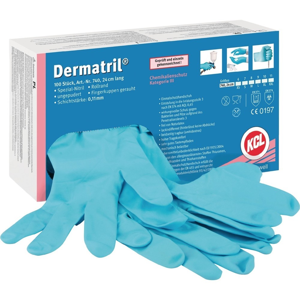 HONEYWELL Einweghandschuhe Dermatril 740, Nitril EN 374, EN 455 PSA-Kat. III, Grösse 11