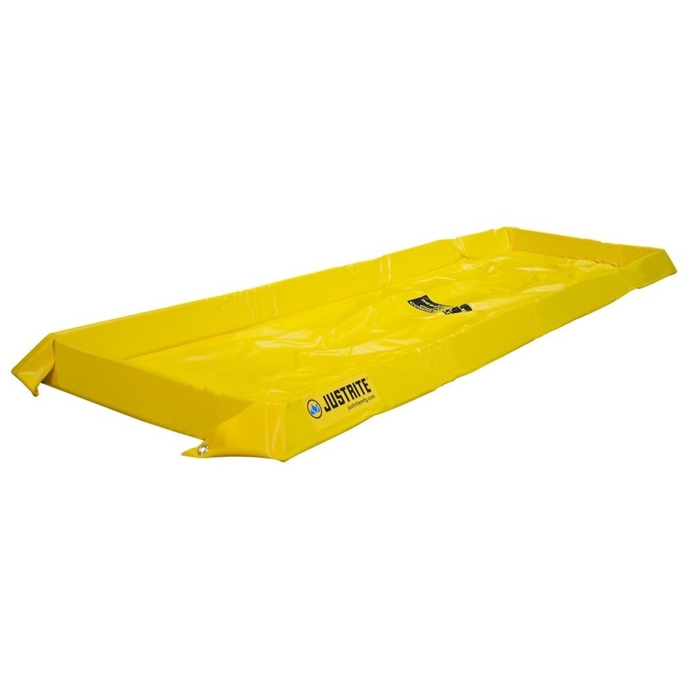 Justrite® Falt-Auffangwanne aus PVC, Wandhöhe 100 mm, Innenmasse 0,6 x 2,4 m, Kapazität 151 l
