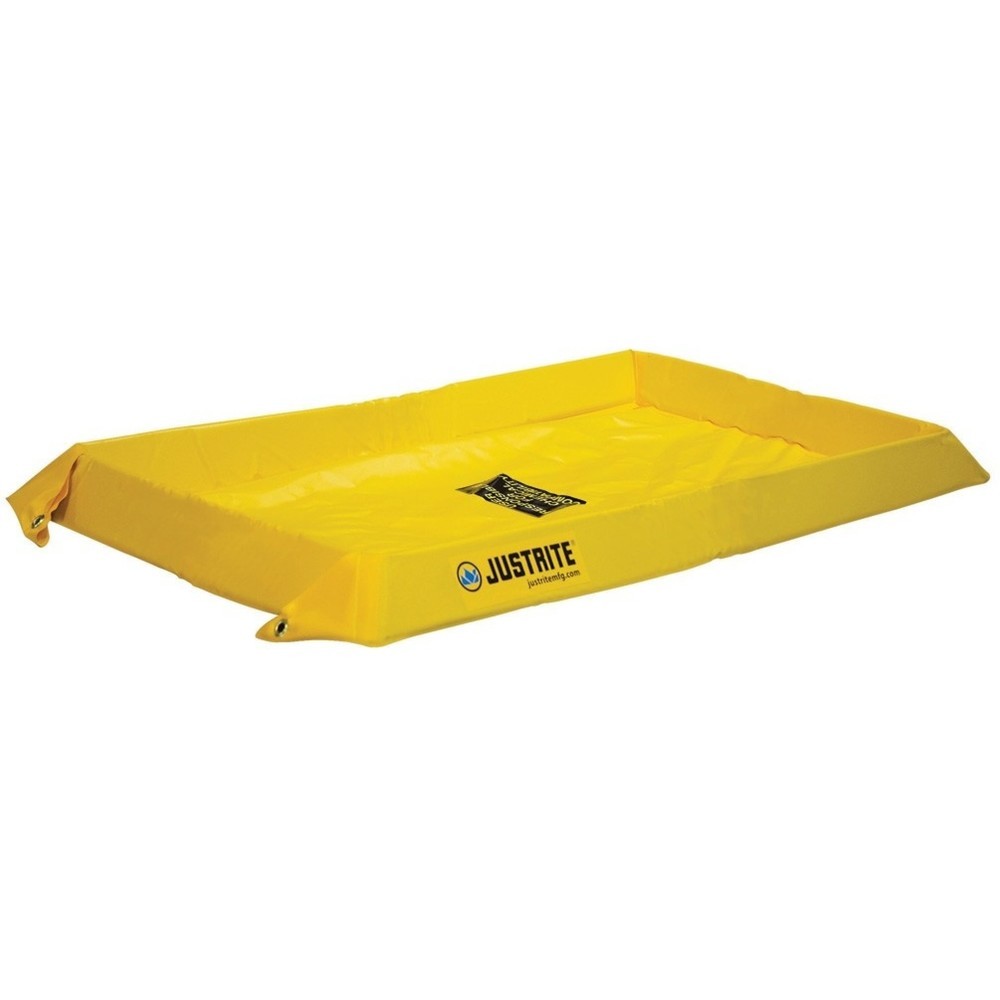 Justrite® Falt-Auffangwanne aus PVC, Wandhöhe 100 mm, Innenmasse 1,2 x 1,8 m, Kapazität 227 l