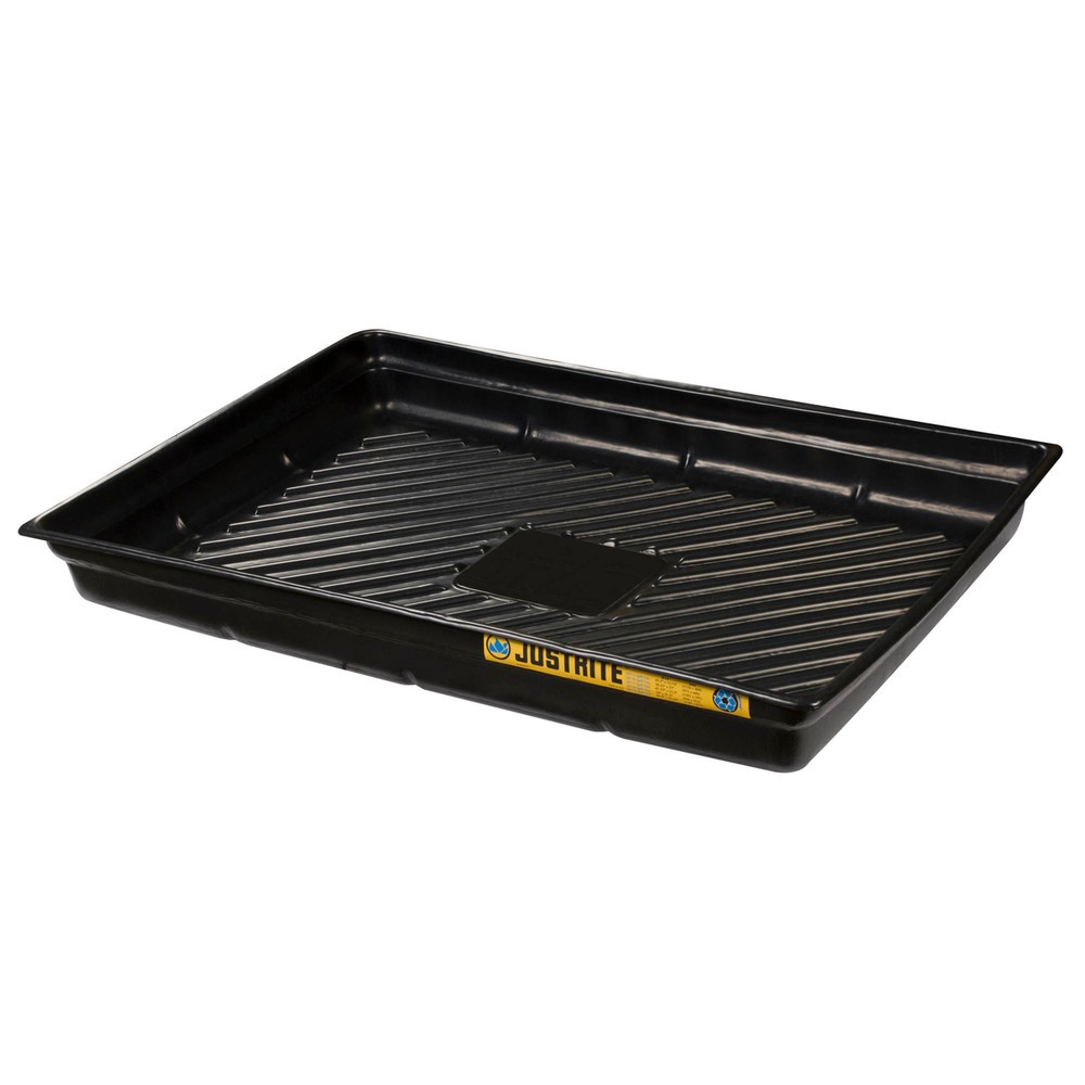 Justrite® Mini-Auffangwanne aus PE, rutschfester Rippenboden, Innenmasse 119 x 83 mm, Kapazität 109 l