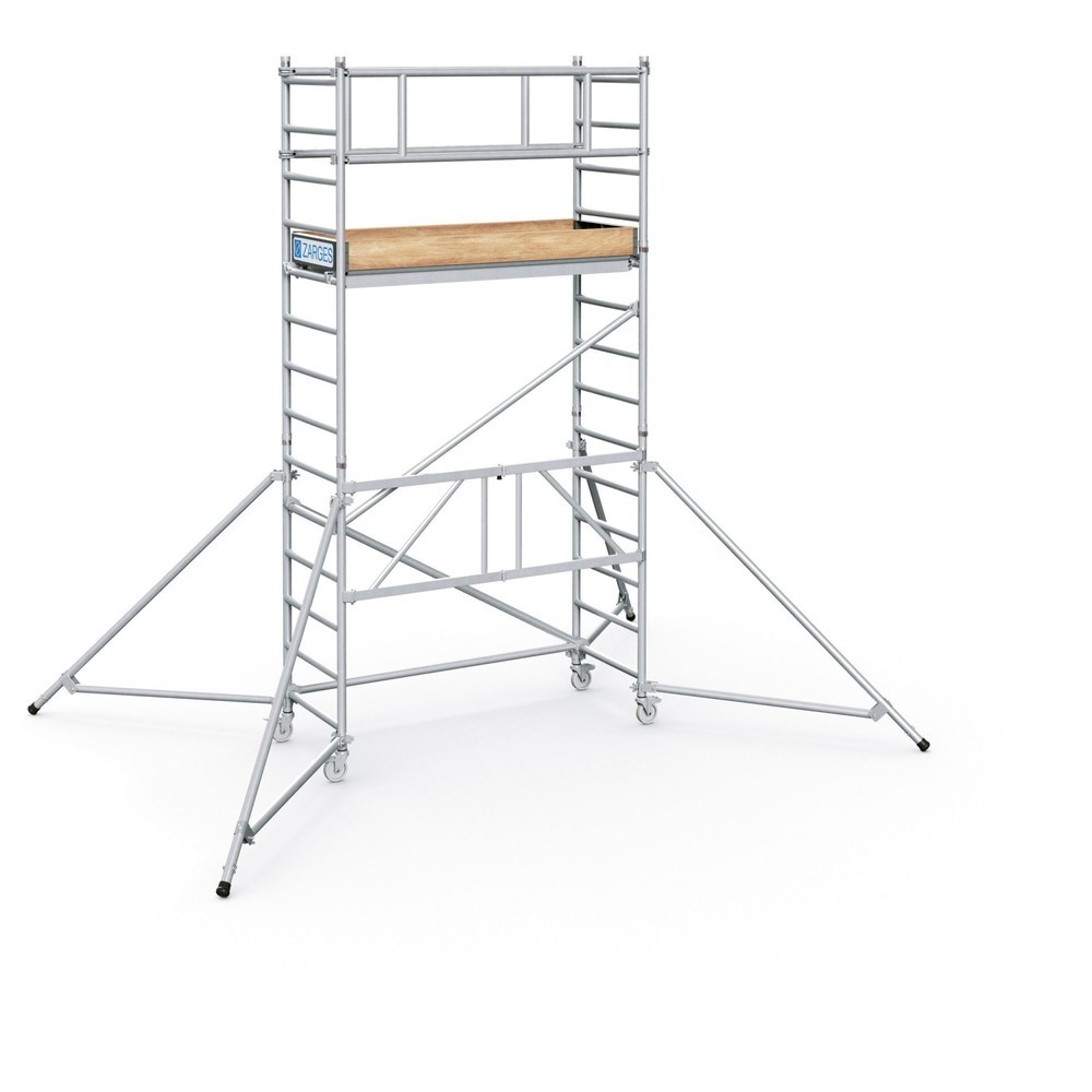 ZARGES Klappgerüst PaxTower 1T, Plattform-/Standhöhe 2,55 m, mit Bordbrettern und zusätzl. Geländerstreben