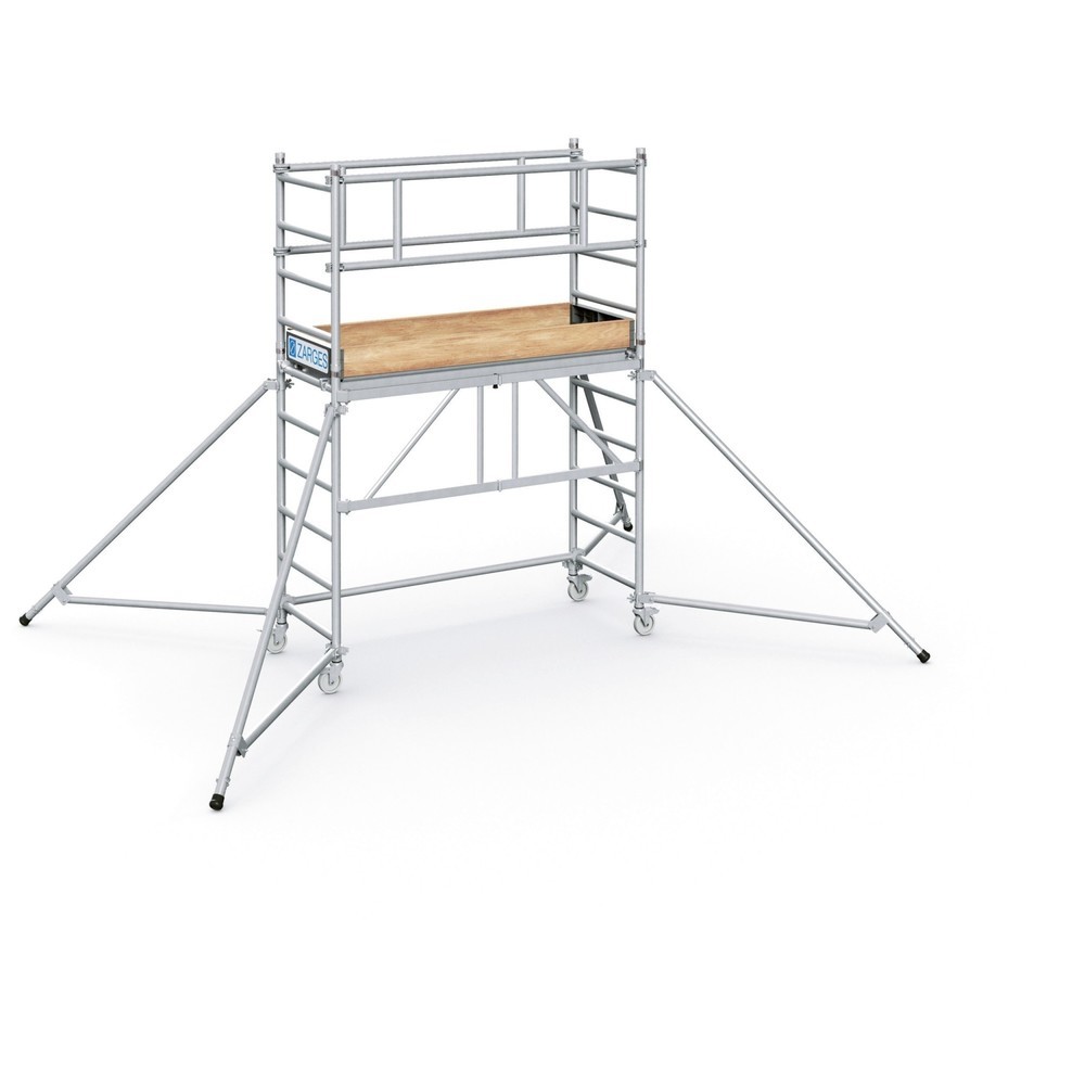 ZARGES Klappgerüst PaxTower 1T, Plattform-/Standhöhe 1,55 m, mit Bordbrettern und zusätzl. Geländerstreben