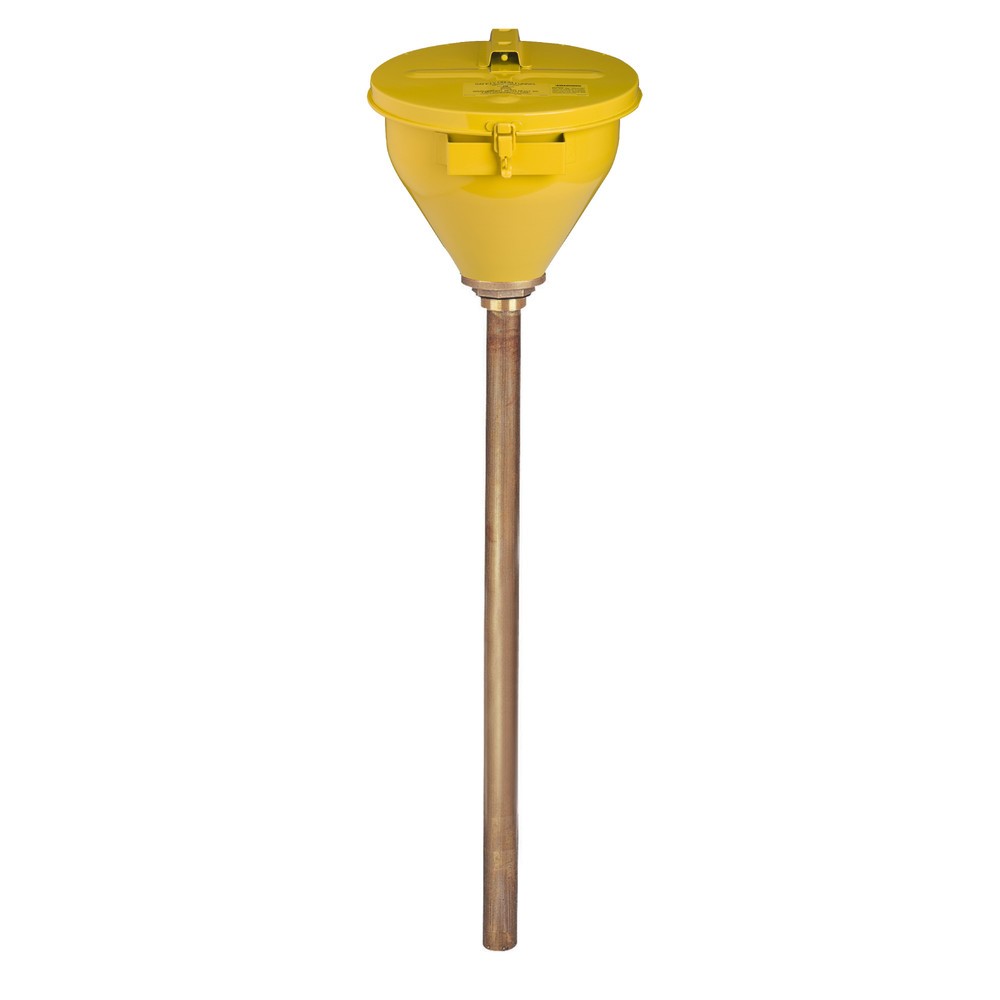 Justrite® Sicherheits-Fasstrichter, Flammensperre 810 mm, gelb