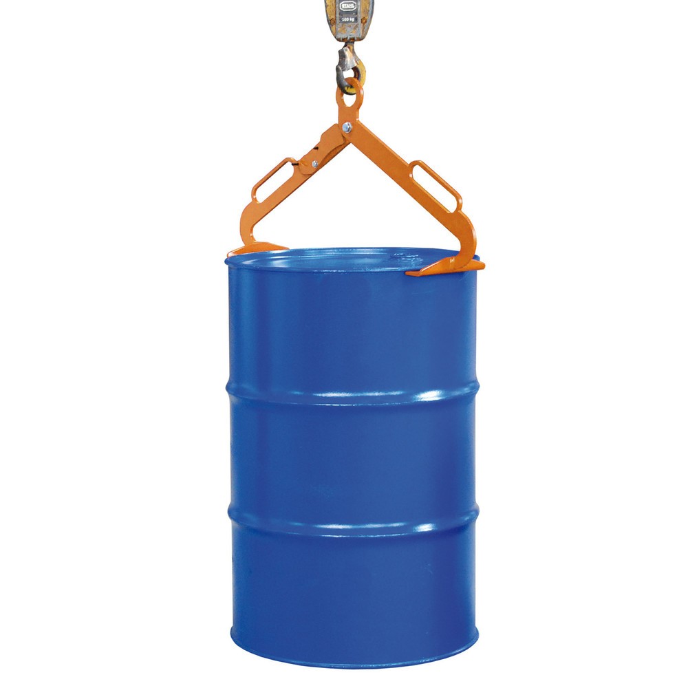 Bauer® Fasszange LGZ für stehende 200-Liter-Stahl-Spund- u. Stahl-Deckelfässer, gelborange