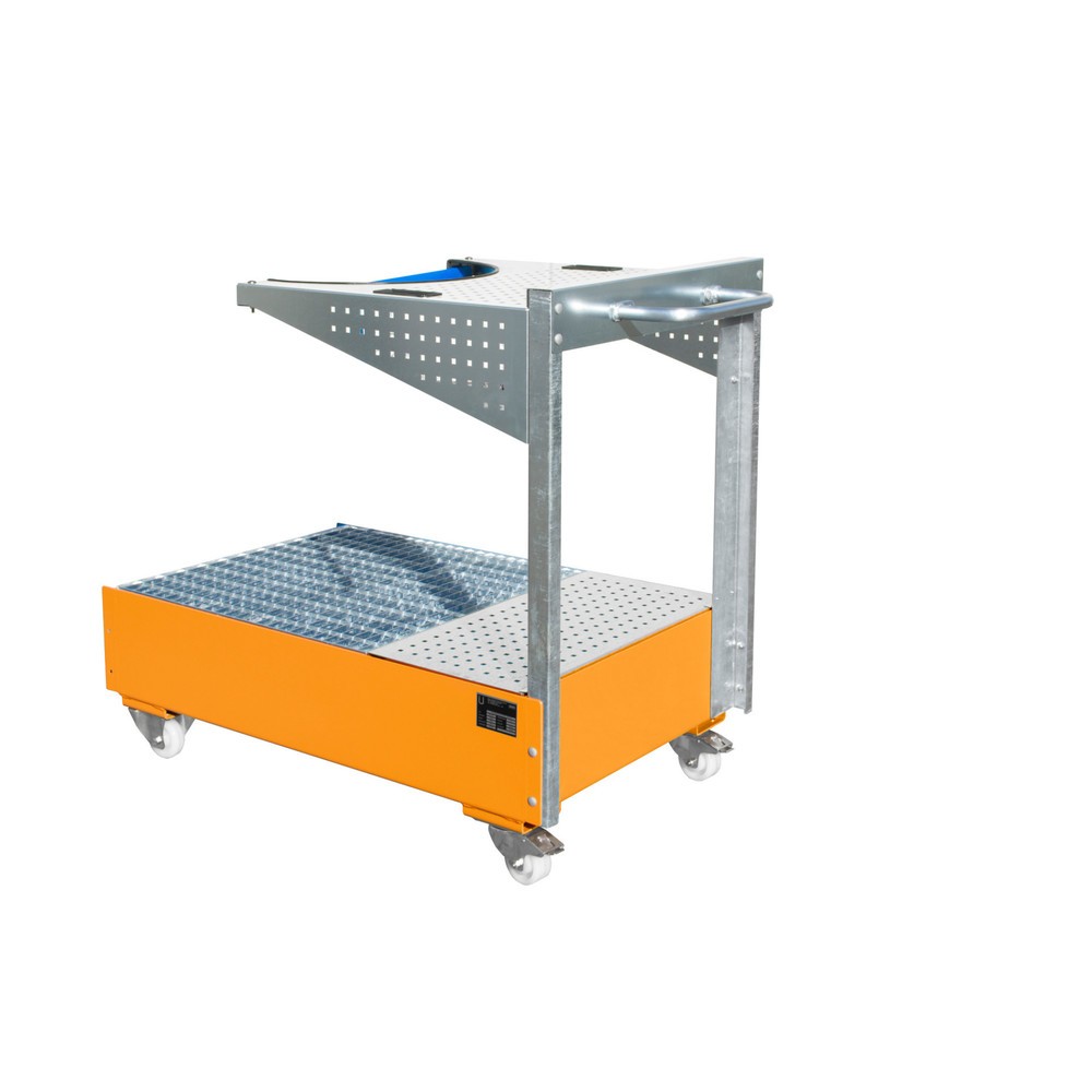Bauer® Fahrbare Auffangwanne aus Stahl LPW, inkl. Lochplattenkonsole u. Haltegurt, gelborange
