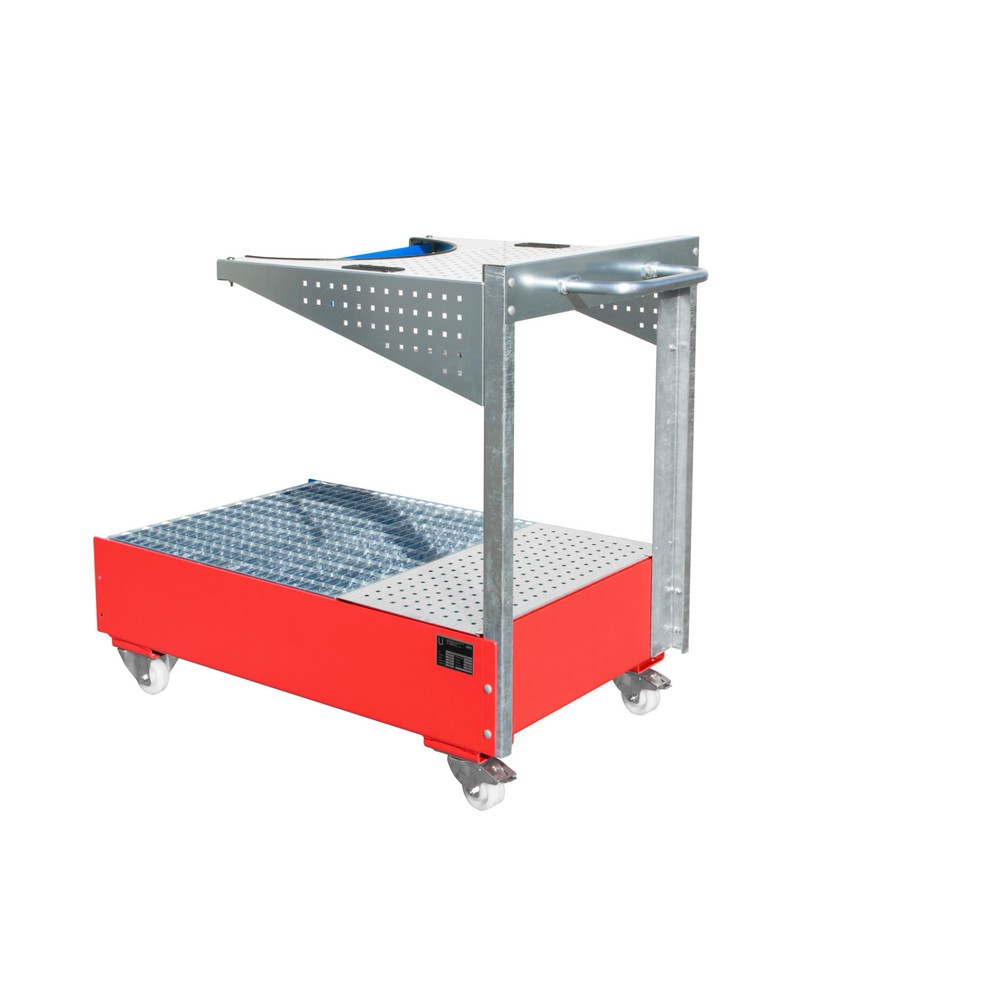 Bauer® Fahrbare Auffangwanne aus Stahl LPW, inkl. Lochplattenkonsole u. Haltegurt, feuerrot
