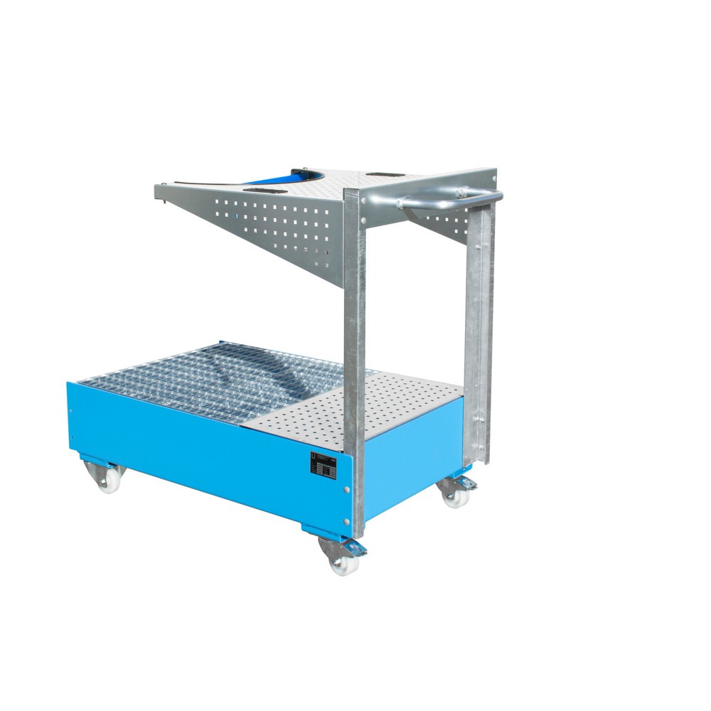 Bauer® Fahrbare Auffangwanne aus Stahl LPW, inkl. Lochplattenkonsole u. Haltegurt, lichtblau