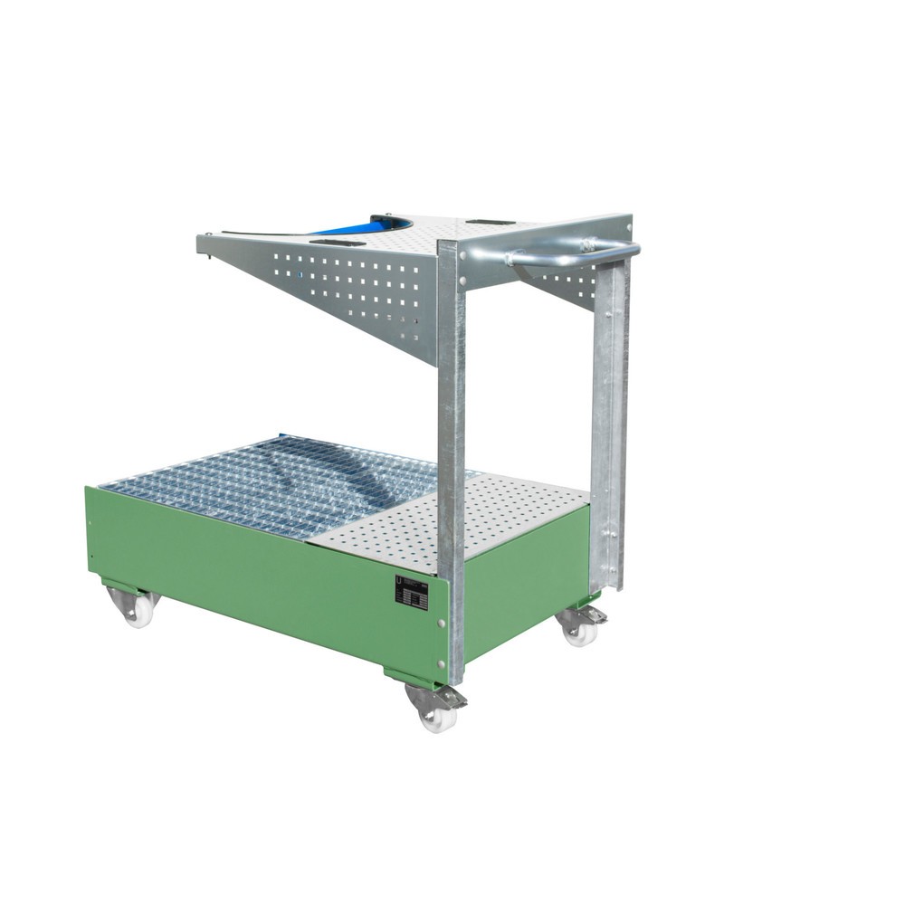 Bauer® Fahrbare Auffangwanne aus Stahl LPW, inkl. Lochplattenkonsole u. Haltegurt, resedagrün
