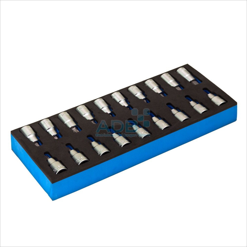 Innensechskant-/Innensechsrund-Set 1/2", 19-tlg., Schaumstoff-Modul