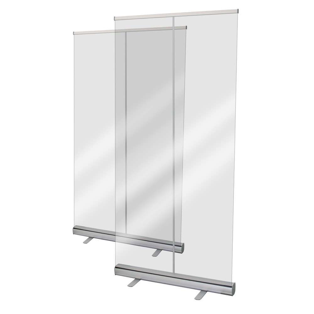 Hygiene-Schutzwand Roll-Up, glasklare u. reissfeste PET-Folie, HxB 2.200 x 1.000 mm