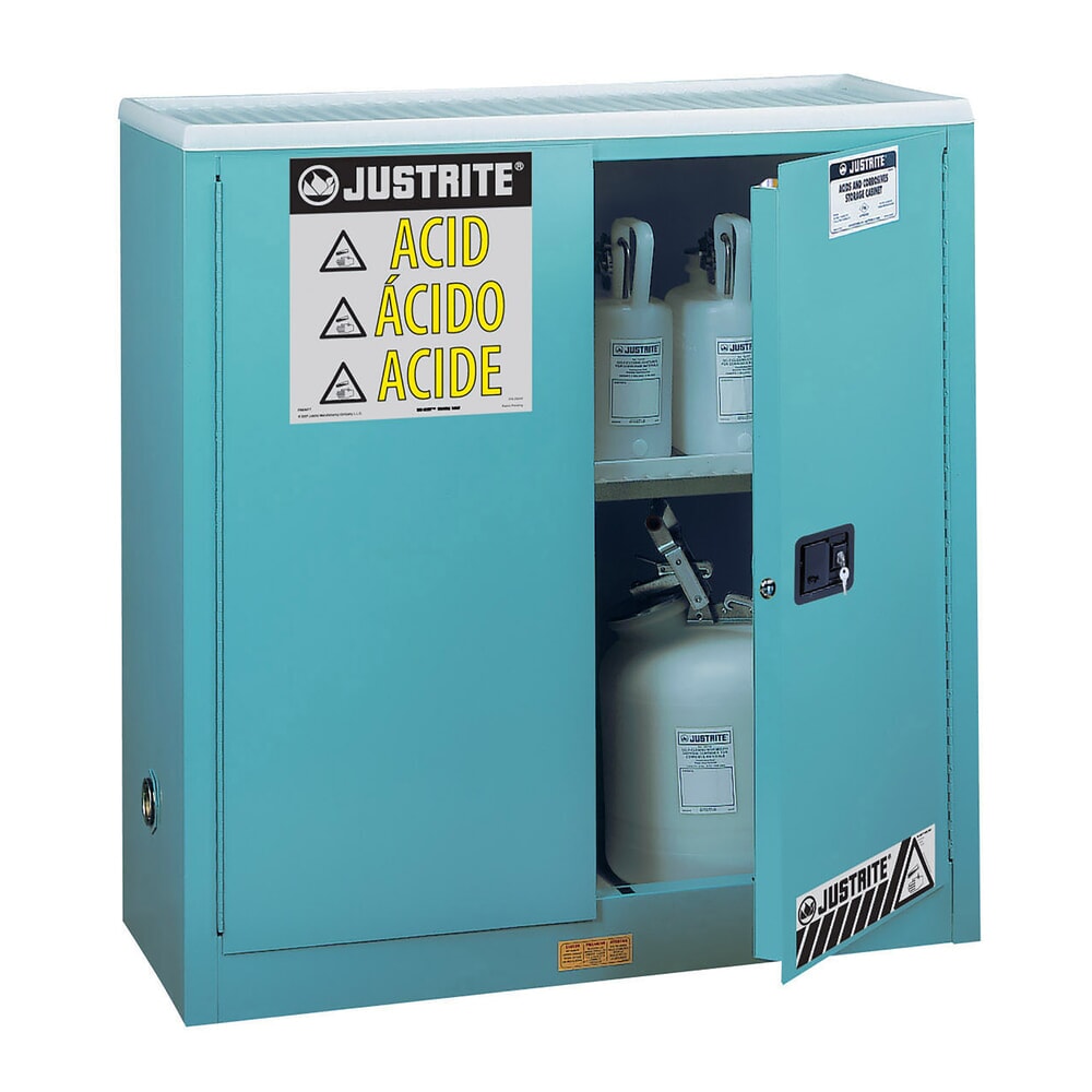 Justrite® Chemikalienschrank Classic Sure-Grip® FM, für Ätzmittel, HxBxT 1.120 x 1.090 x 460 mm, 1 Fachboden, manuell schließend