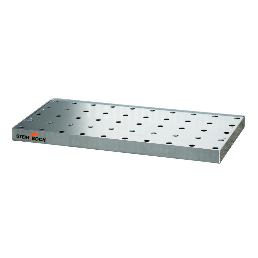 Steinbock® Kleingebinde-Auffangwanne aus Stahl, verzinkt, HxBxT 60 x 940 x 470 mm, Auffangvolumen 15 Liter, inkl. Lochblech-Rost