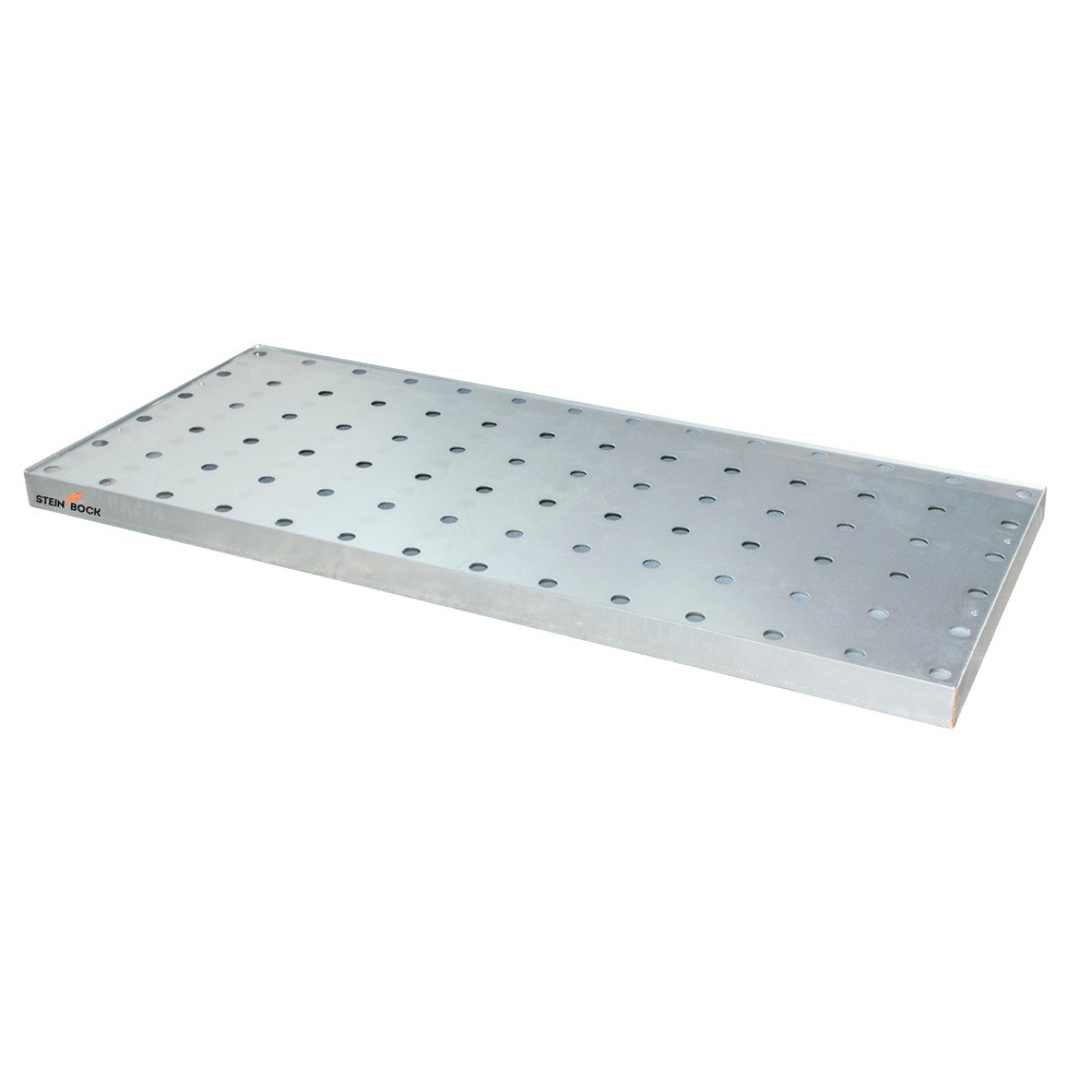 Steinbock® Kleingebinde-Auffangwanne aus Stahl, verzinkt, HxBxT 60 x 1.390 x 600 mm, Auffangvolumen 28 Liter, inkl. Lochblech-Rost