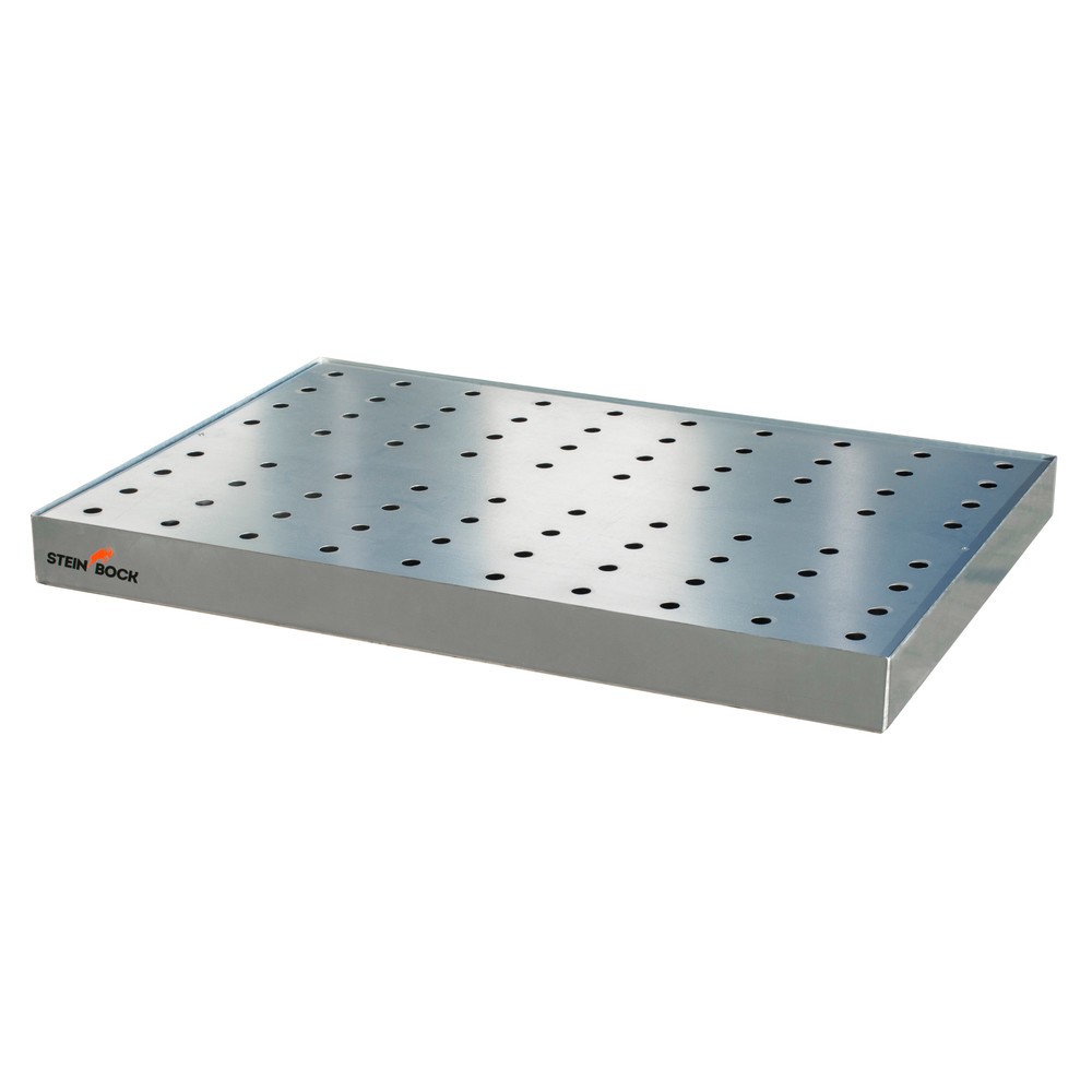 Steinbock® Paletten-Kleingebinde-Auffangwanne aus Stahl, verzinkt, HxBxT 120 x 600 x 1.200 mm, Auffangvolumen 67 Liter, inkl. Lochblech-Rost