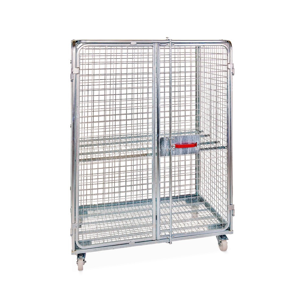 Stahl-Rollbehälter Anti-Diebstahl, HxBxT 1.820 x 1.200 x 800 mm, blau verzinkt