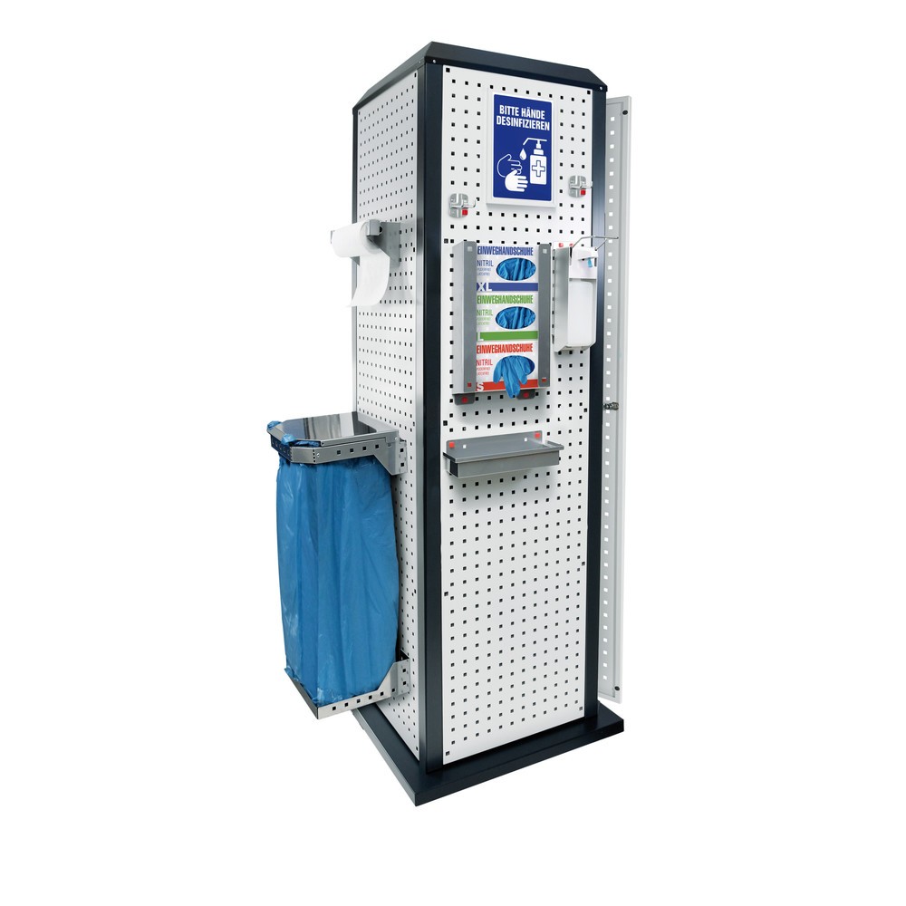 Kappes RasterPlan Hygienestation, stationär, mit Tür und einem Fachboden, HxBxT 2.015 x 700 x 700 mm, Modell 1