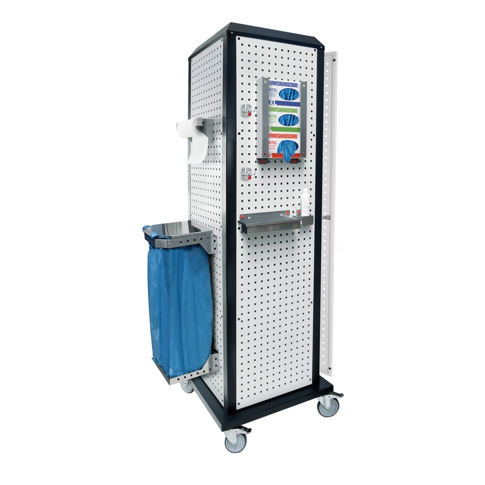 Kappes RasterPlan Hygienestation, mobil, mit Tür und einem Fachboden, HxBxT 2.175 x 700 x 700 mm, Modell 2
