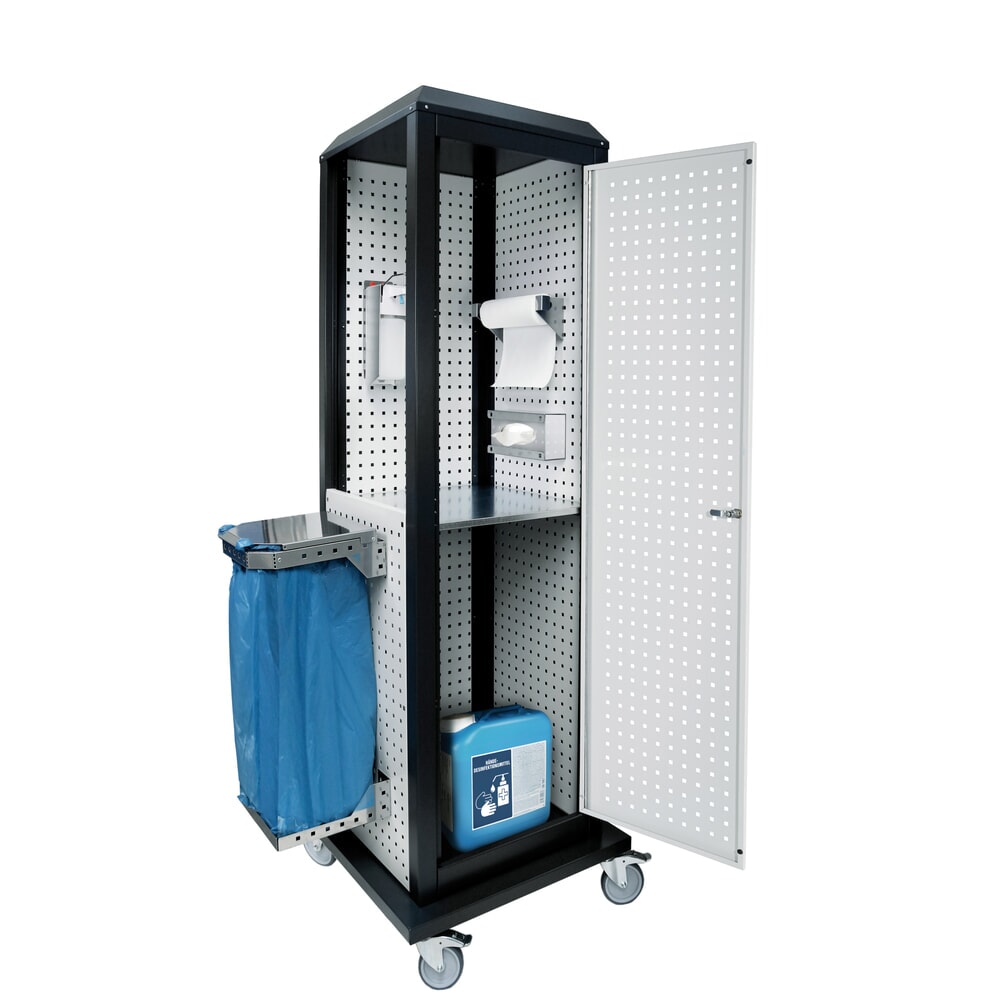 Kappes RasterPlan Hygienestation, mobil mit Tür und einem Fachboden, HxBxT 2.175 x 700 x 700 mm, Modell 4