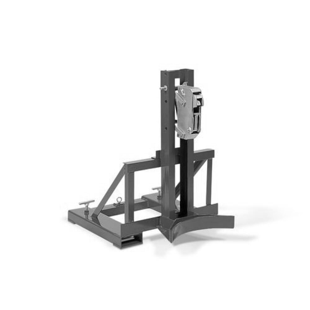 DENIOS Fassgreifer SH für Stahl-Sicken- und Spannringfässer, Stapleranbau, für 1x 200-Liter-Fass, Gabeltaschenabstand 410 mm
