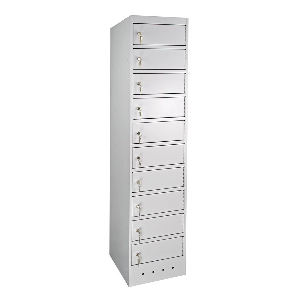 Laptop-Schließfachschrank, HxBxT 1.800 x 400 x 500 mm, 10 Fächer inkl. Stromversorgung
