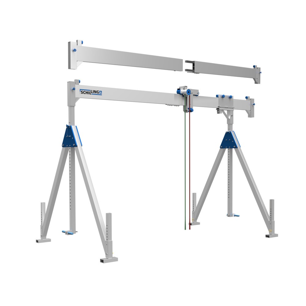 SCHILLING Alu-Portalkran mit teilbarem Träger, Einhängepunkt 2.310-4.010 mm, Länge 6.000 mm, TK 1.500 kg