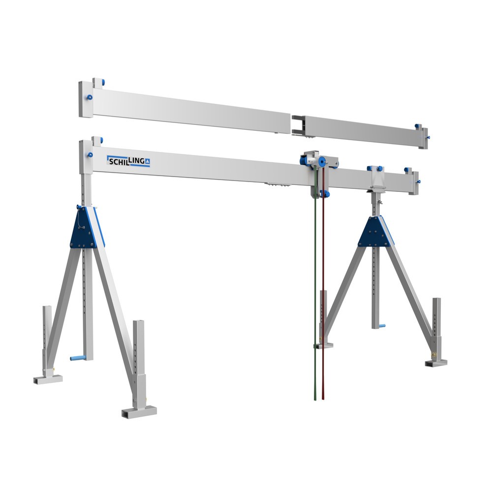 SCHILLING Alu-Portalkran mit teilbarem Träger, Einhängepunkt 1.730-2.980 mm, Länge 5.000 mm, TK 1.000 kg