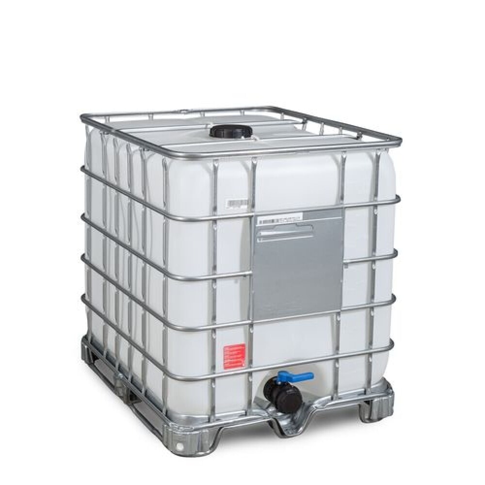 IBC, Stahlkufen, 1.000 l, Öffnung NW150, Auslauf NW80