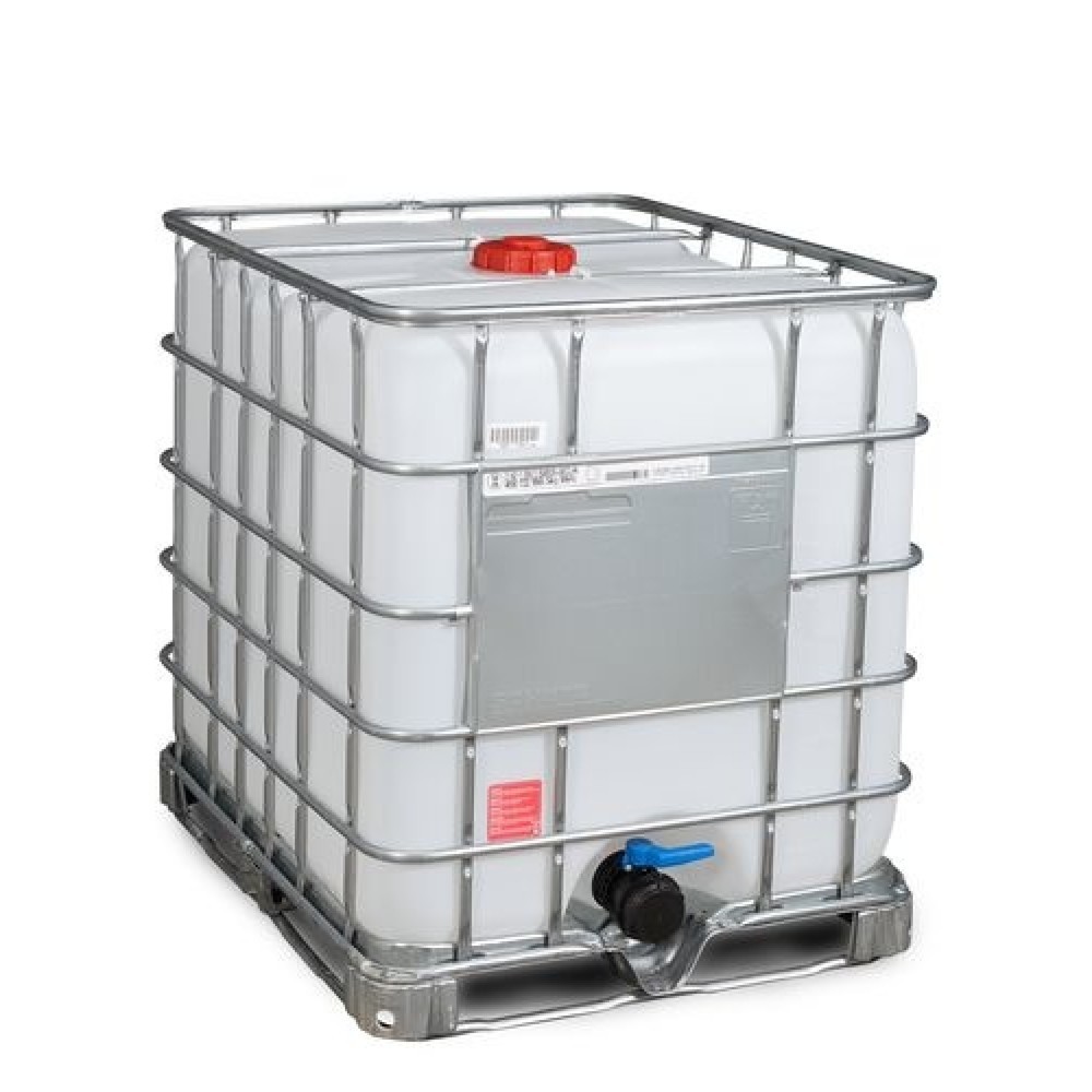 IBC Recobulk, Gefahrgut-Ausführung, Stahlrahmen-Palette, 1.000 Liter, Öffnung NW150, Auslauf NW80