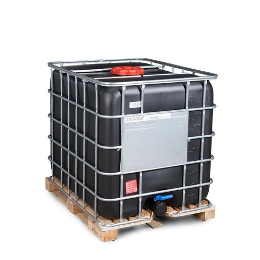 IBC Recobulk, Gefahrgut-Ausführung, Holz-Palette, 1.000 Liter, Öffnung NW150, Auslauf NW80, UV-Schutz