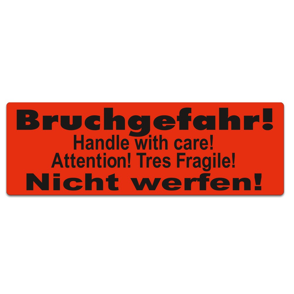 Haftetiketten "Bruchgefahr! Nicht werfen!", dt., engl., franz., BxL 150 x 50 mm, 1.000 Stk/VE