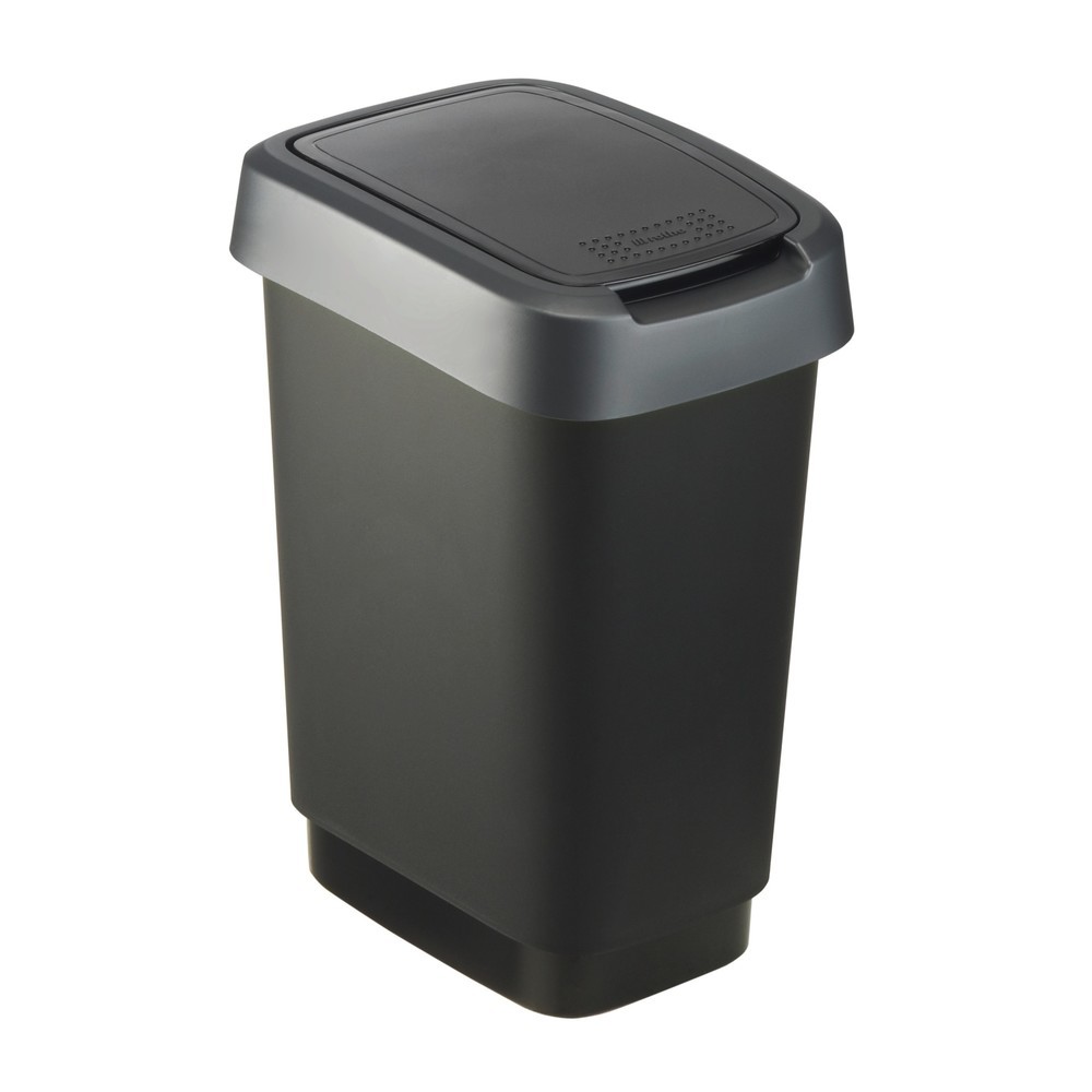 rothopro Abfalleimer TWIST, 10 l, schwarz/dunkelsilber