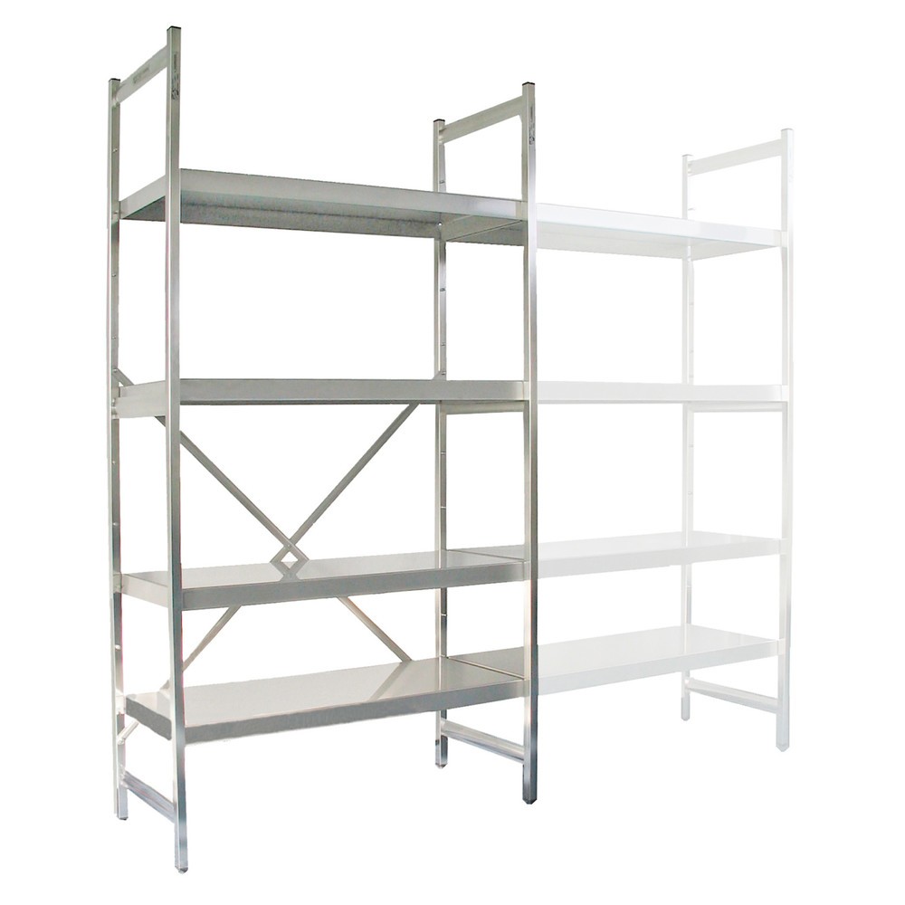 Edelstahl-Regal mit geschlossenen Fachböden Grundfeld, Fachlast 150 kg, HxBxT 1600 x 1200 x 500 mm