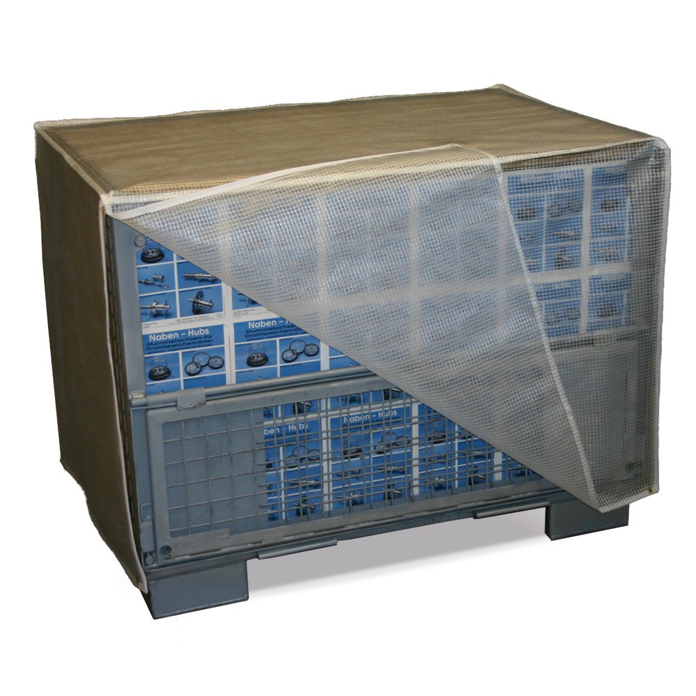 Abdeckhaube mit Saum und Ösen, HxBxT 950 x 1.250 x 850 mm, transparent, Reissverschluss