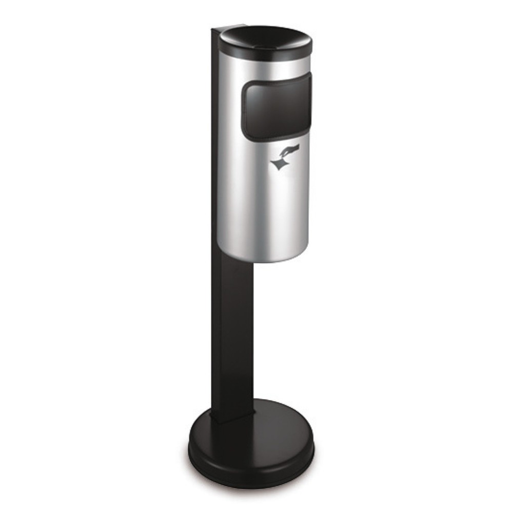 TKG Ascher-Abfall-Kombination RONDO, selbstlöschend, Standmodell, 10 Liter, Edelstahl