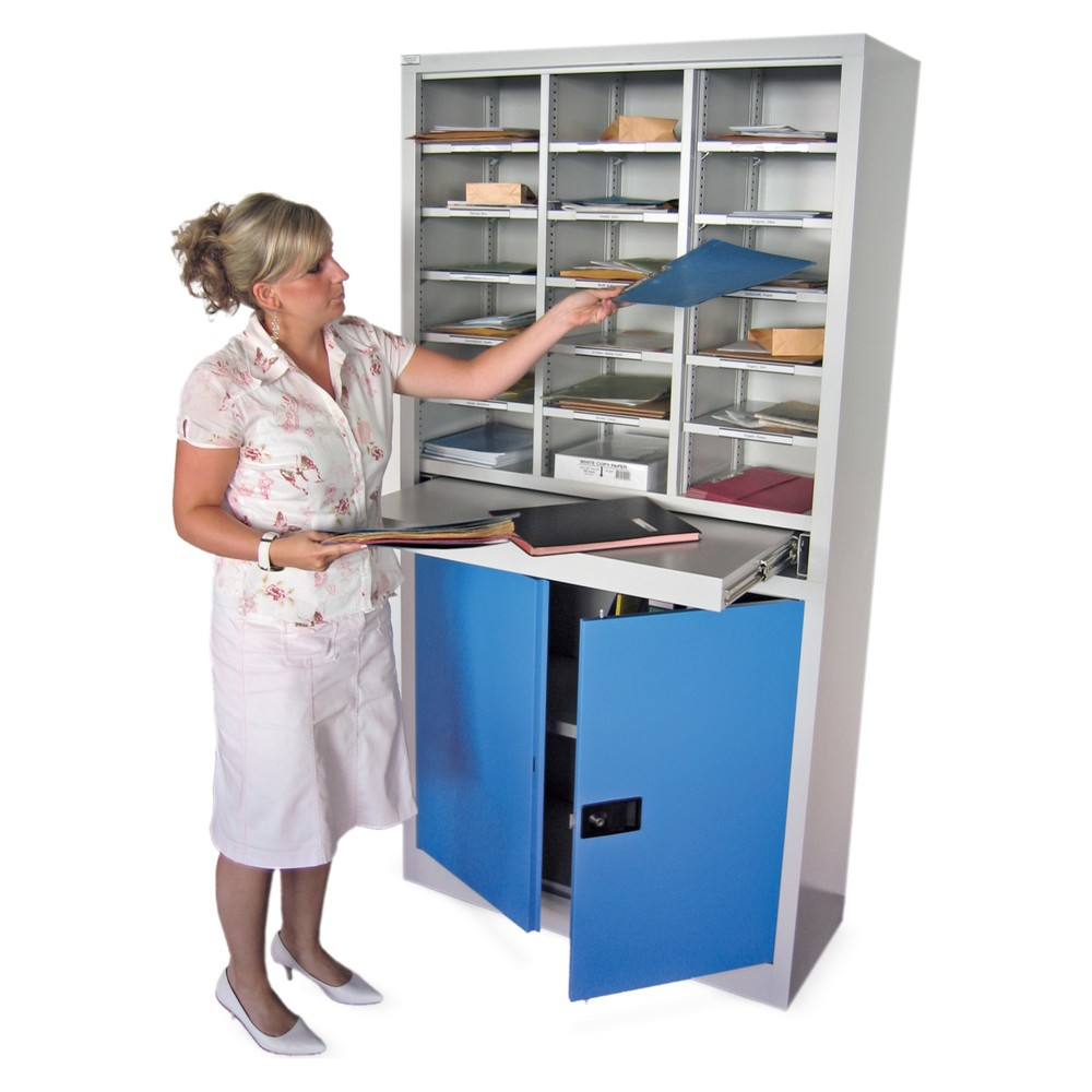 PAVOY Sortierschrank, 18 Fächer + Flügeltürschrank, resedagrün, resedagrün