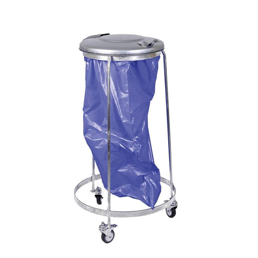 RENNER Müllsackständer Typ 8016 für 120-l-Müllsäcke, verfahrbar, verzinkter Deckel