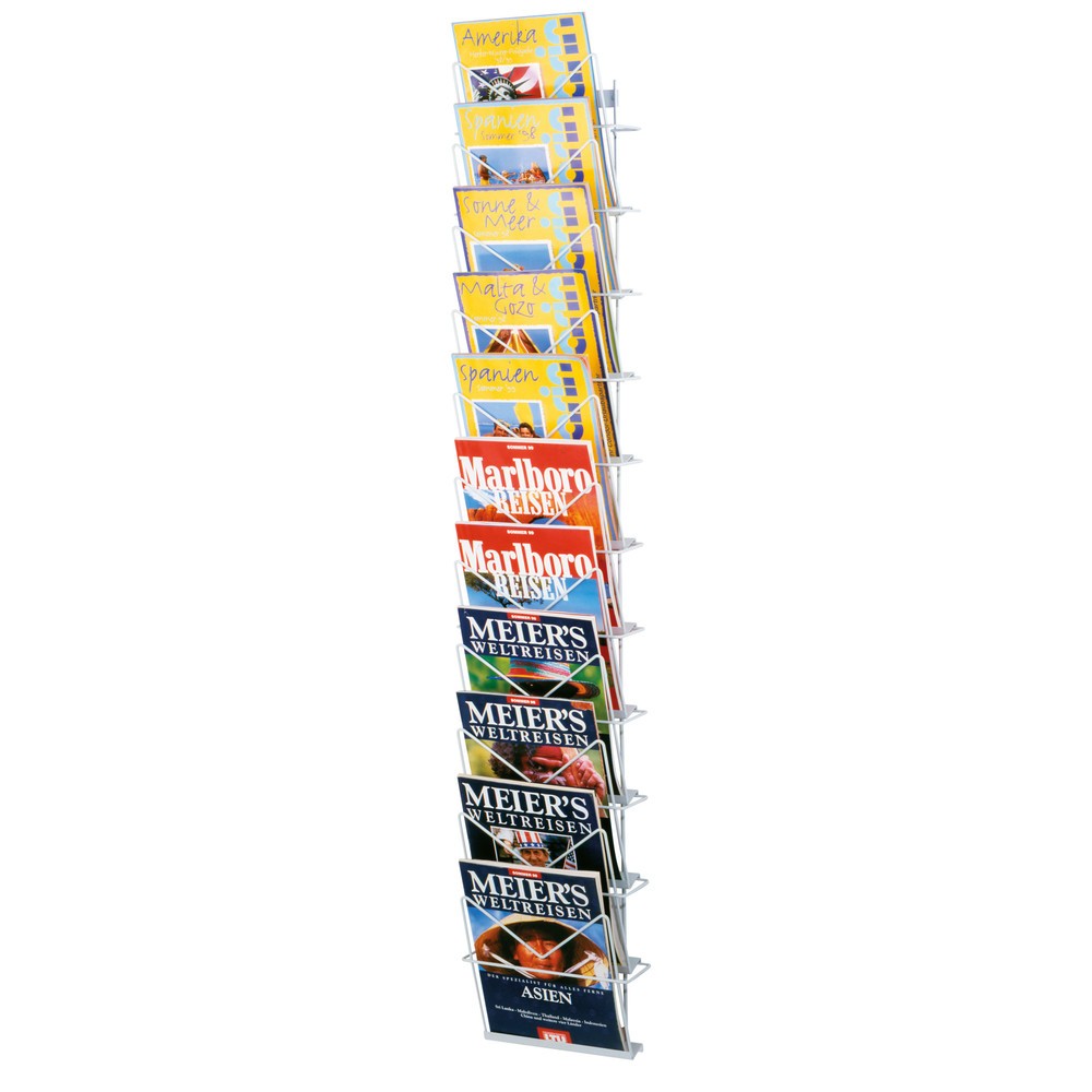 Wandhalter für Zeitschriften, 11 beschichtete Drahtfächer