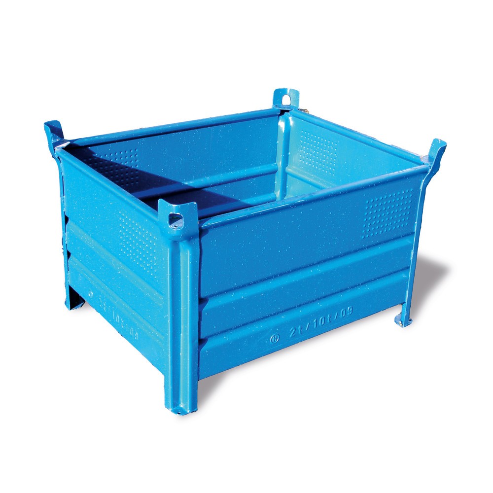 HESON® Stapelbehälter, mit Vollwand, Tragkraft 1000 kg, BxT 1.200 x 800 mm, blau
