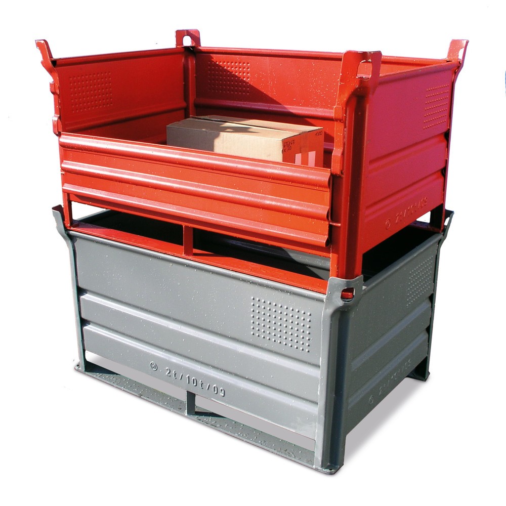 HESON®Stapelbehälter, mit Kufen, Tragkraft 1.000 kg, BxT 800 x 500 mm, rot
