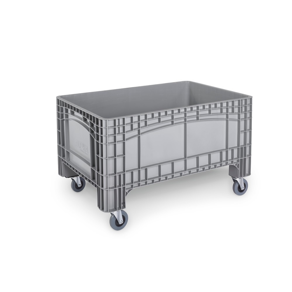 Grossbehälter L, HxBxT 800 x 1.200 x 580 mm, 354 Liter, 4 Lenkrollen mit Bremse, grau
