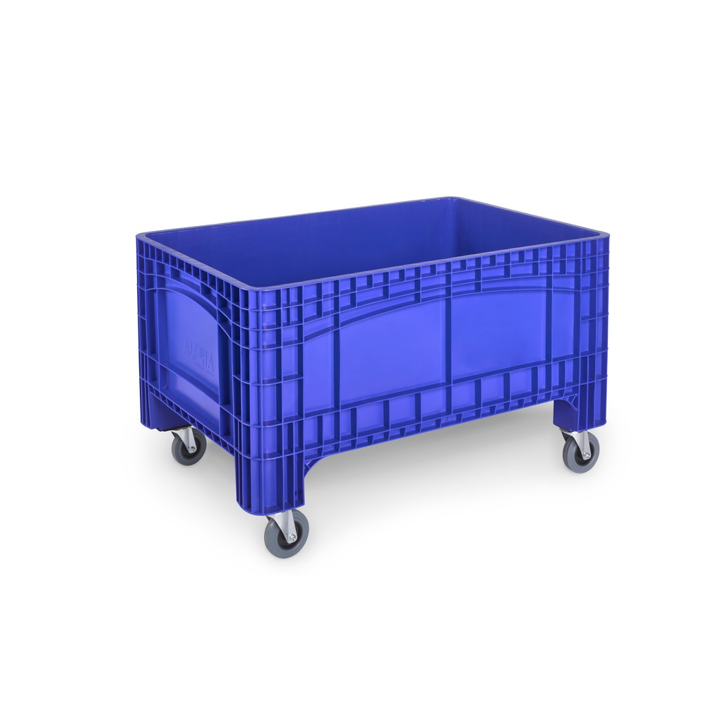 Grossbehälter L, HxBxT 800 x 1.200 x 580 mm, 354 Liter, 4 Lenkrollen mit Bremse, blau