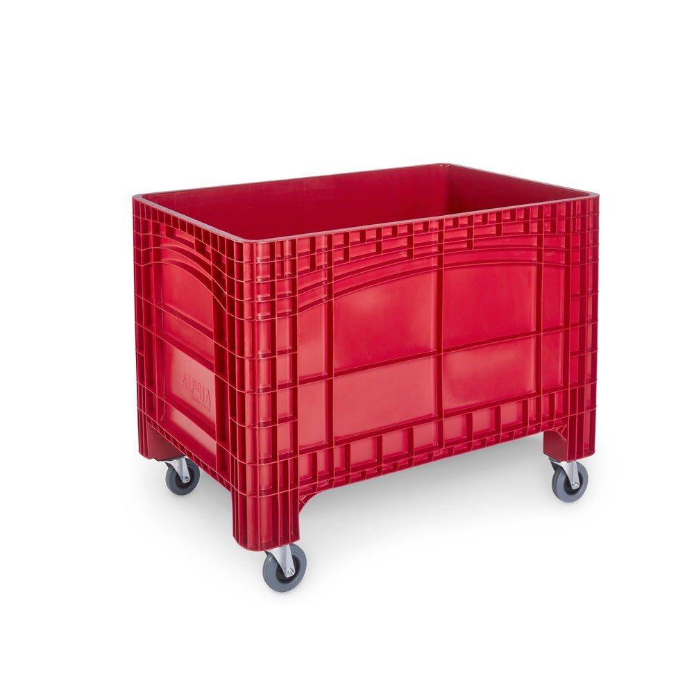 Grossbehälter XL, HxBxT 800 x 1.200 x 800 mm, 535 Liter, 4 Lenkrollen mit Bremse, rot