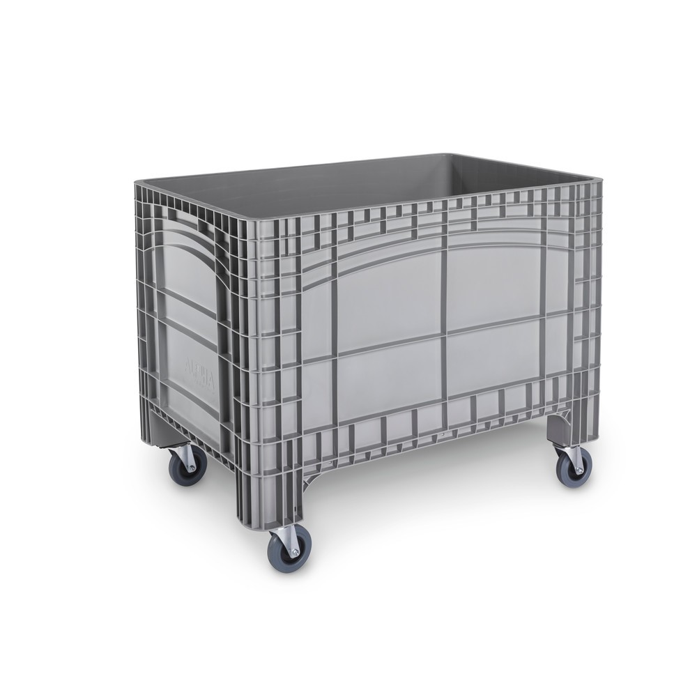 Grossbehälter XL, HxBxT 800 x 1.200 x 800 mm, 535 Liter, 4 Lenkrollen mit Bremse, grau