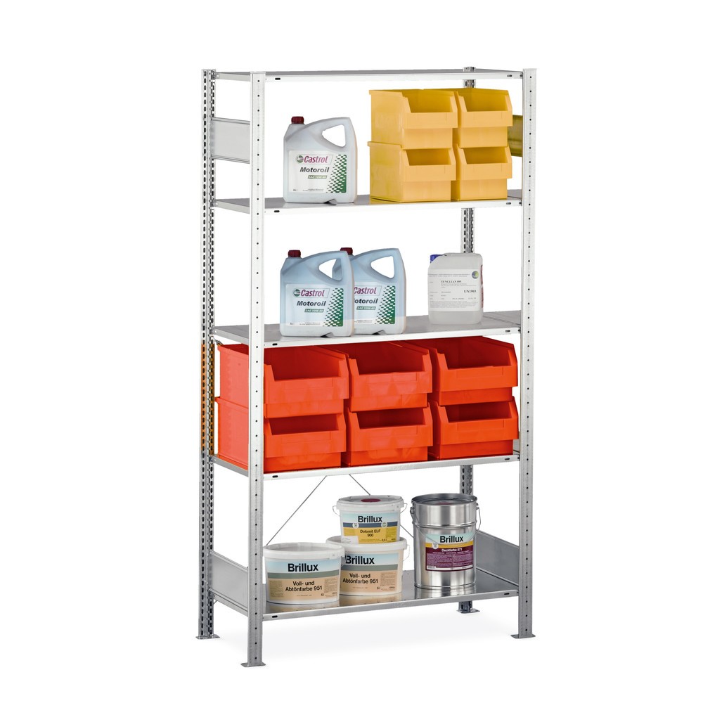 SCHULTE Fachbodenregal enzianblau/verzinkt mit 6 Stahlblechböden, Fachlast 150 kg, HxBxT 2.000 x 1.360 x 636 mm